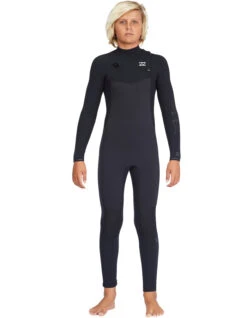 BILLABONG REVOLUTION 4/3 MM CHEST ZIP BOYS 8-14 BLACK