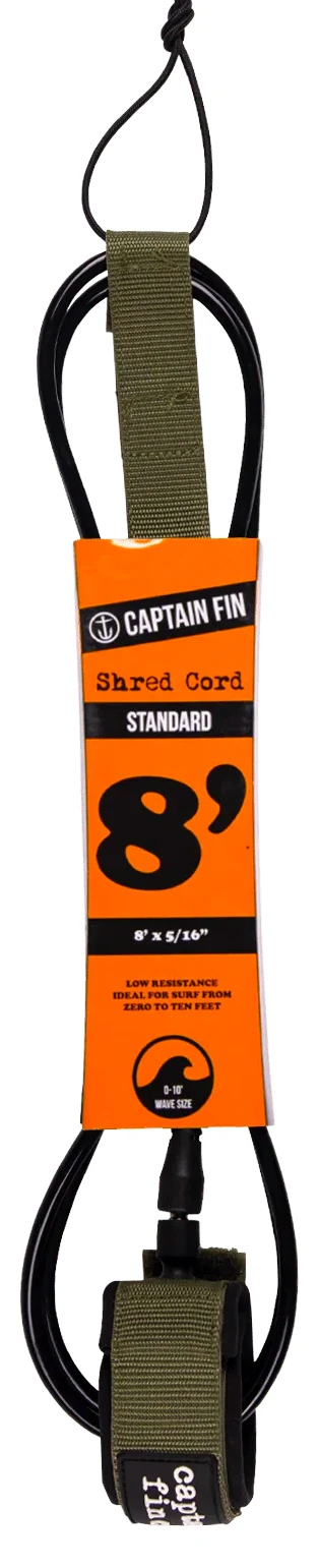 CAPTAIN FIN SHRED CORD 8' STANDARD ARMY GREEN